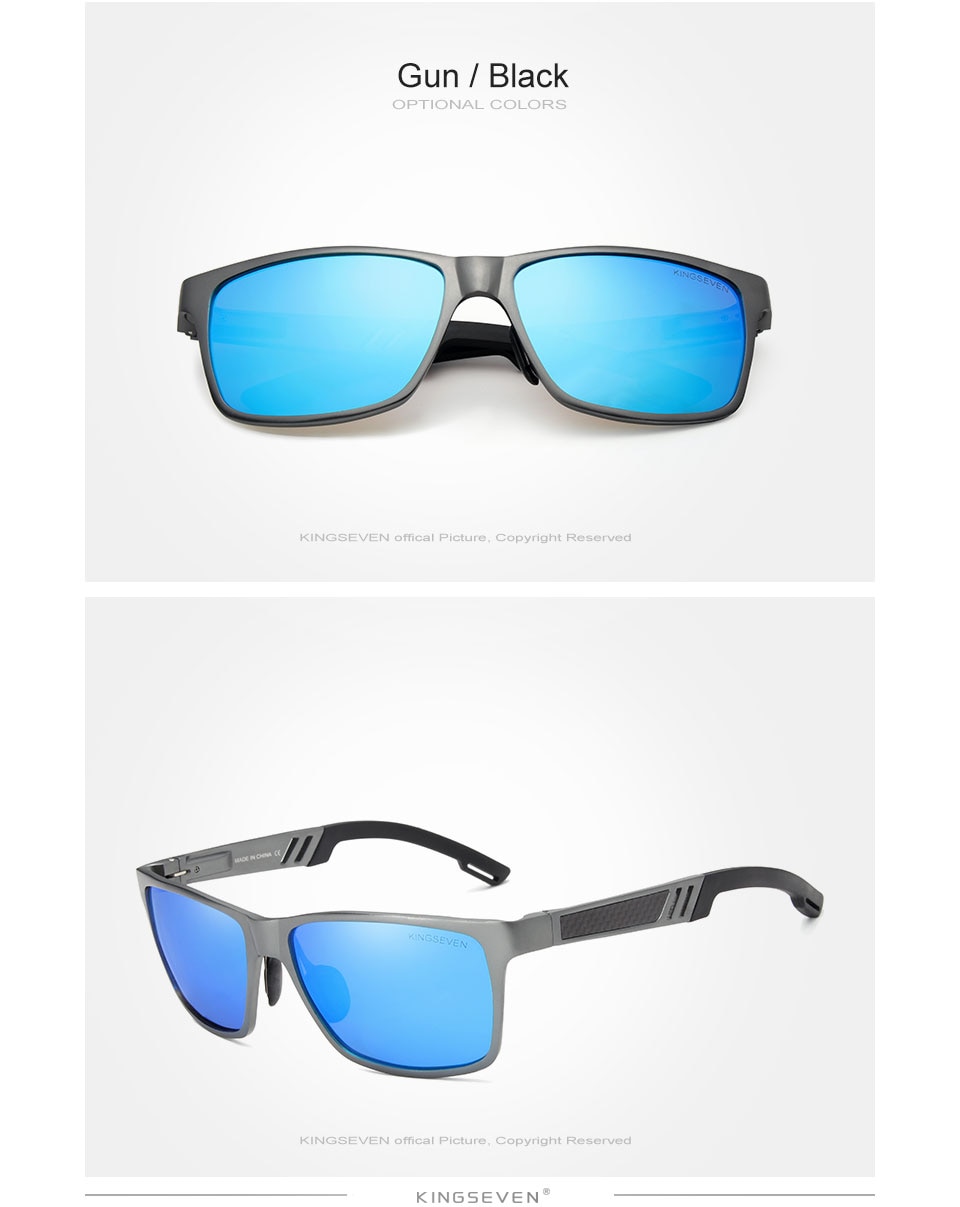 KINGSEVEN Aluminum Square Polarized Sunglasses