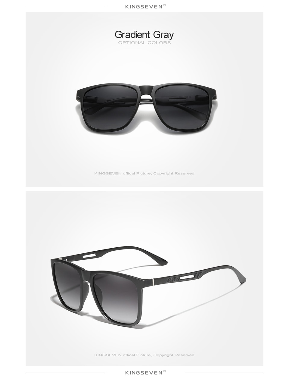 KINGSEVEN 2021 BOUTIQUE TR90 Frame Aluminium Men's Sunglasses Polarized Women Square Shades UV400 Oculos De Sol