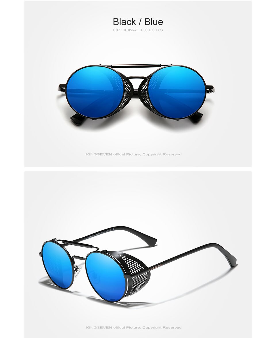 KINGSEVEN Steampunk Round Shape Sunglasses