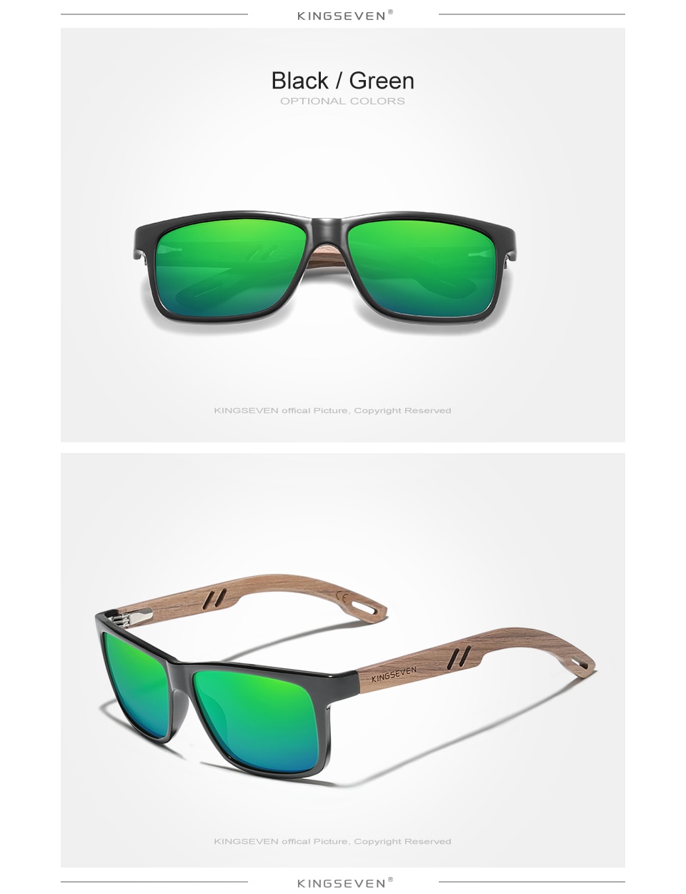 KINGSEVEN Wood Framed Sunglasses